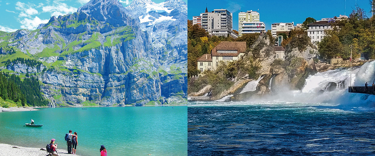 瑞士厄希嫩湖純淨湖泊與萊茵瀑布壯觀水勢，世界自然遺產與歐洲最大瀑布的絕美風景
